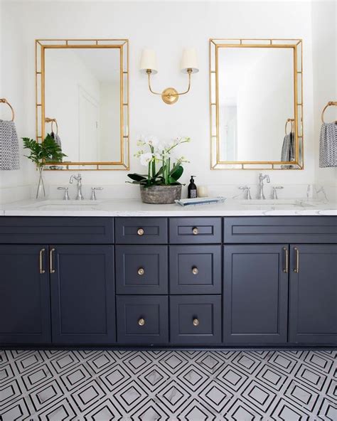 navy blue vanity against beadboard.